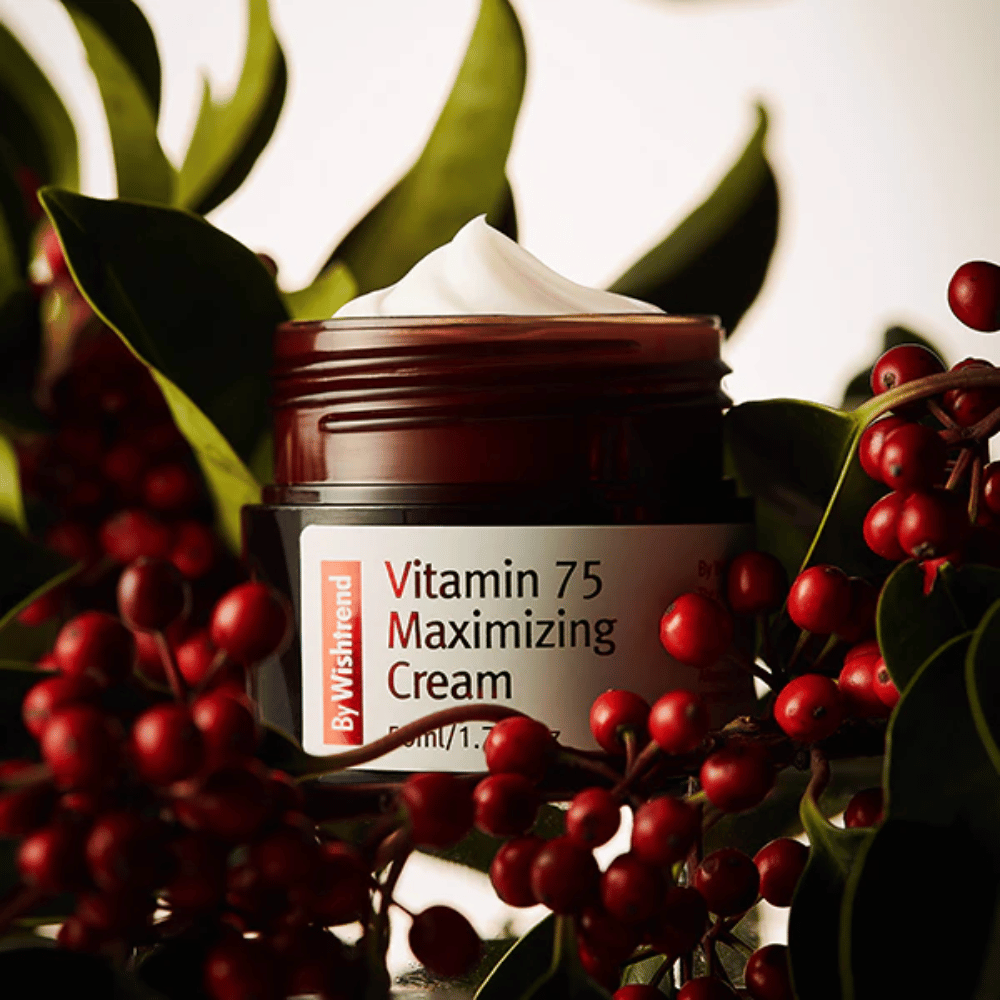 By Wishtrend Vitamin 75 Maximizing Cream with sea buckthorn extract rich in vitamins that gives glow, moisturizes the skin, and improves the skin’s radiance.