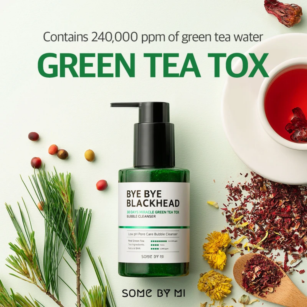 SOME BY MI Bye Bye Blackhead 30 Days Miracle Green Tea Tox Bubble Cleanser 120g skin cleanser.